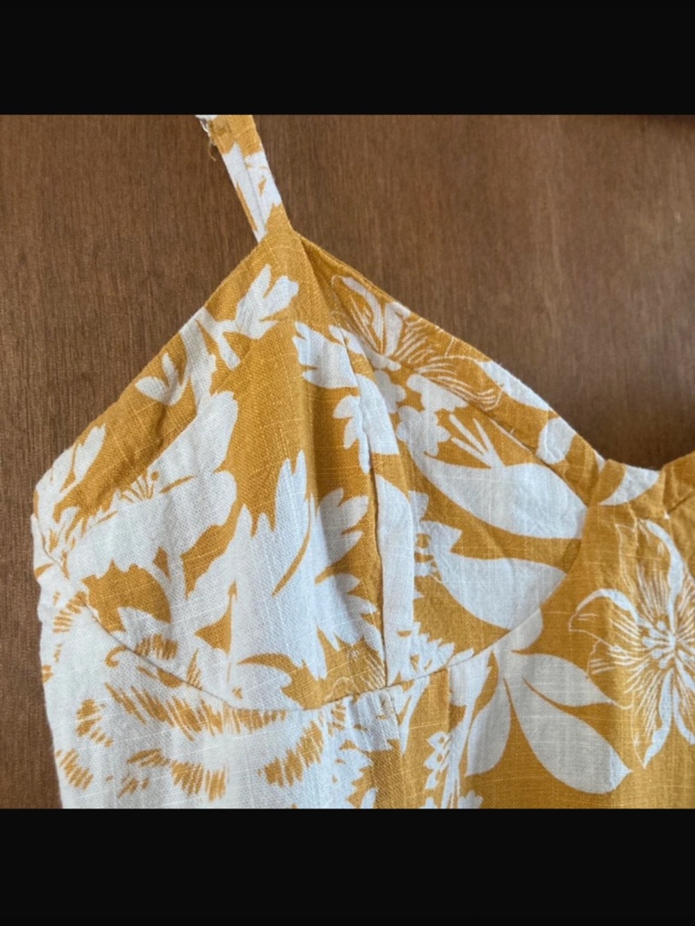 Linen Floral Ruffle Hem Summer Dress S - Picture 3 of 6